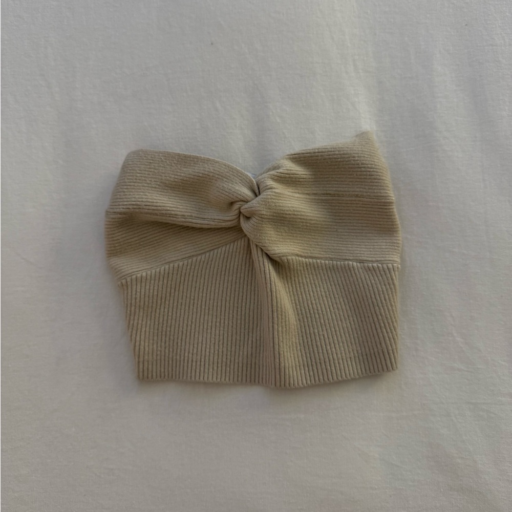 Beige Knitted Tube Top
